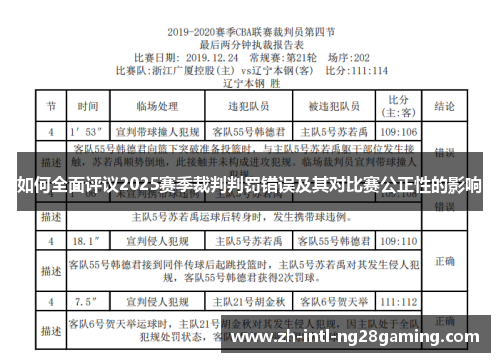 如何全面评议2025赛季裁判判罚错误及其对比赛公正性的影响 如何全面评议2025赛季裁判判罚错误及其对比赛公正性的影响